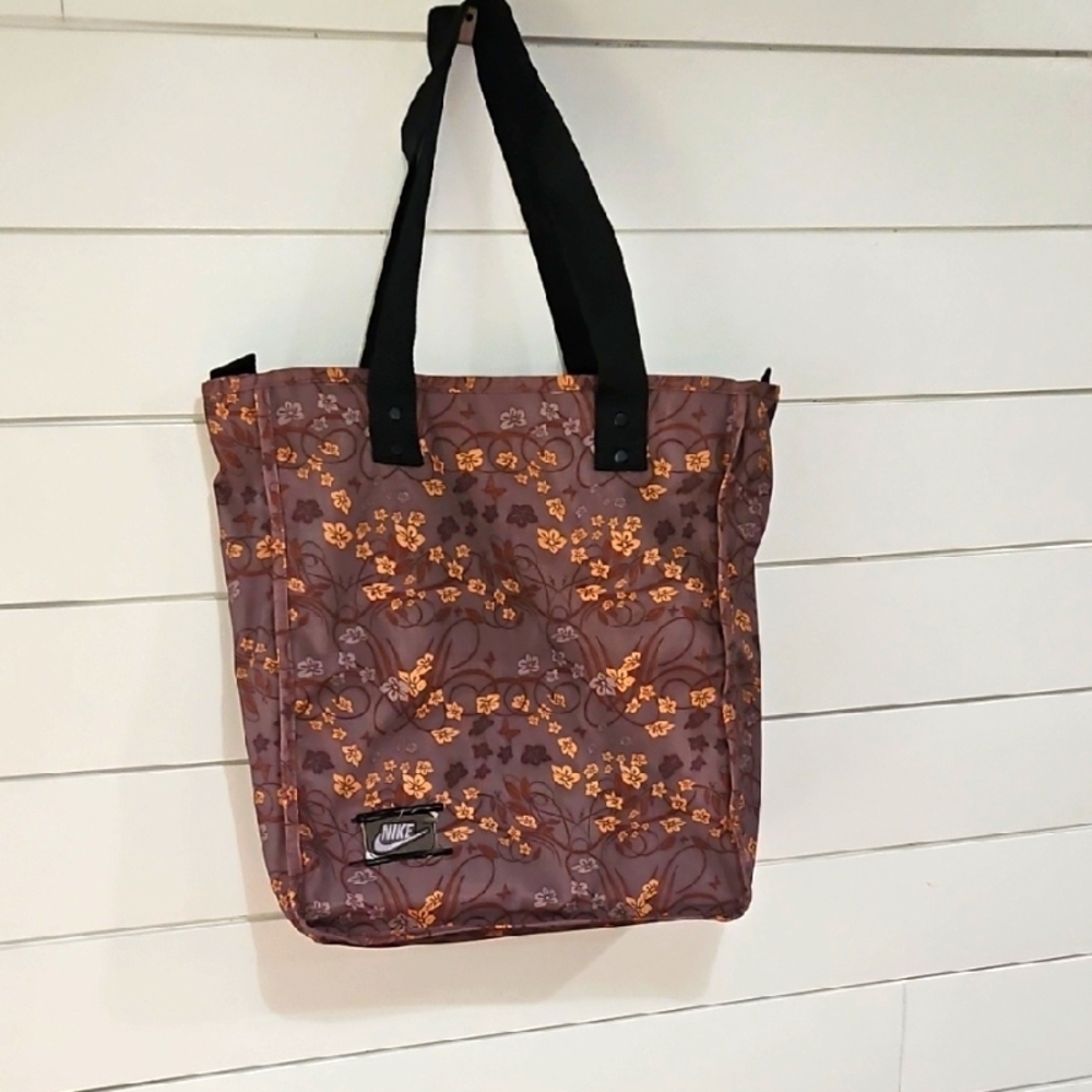Nike Floral Tote Bag - Brown and Black